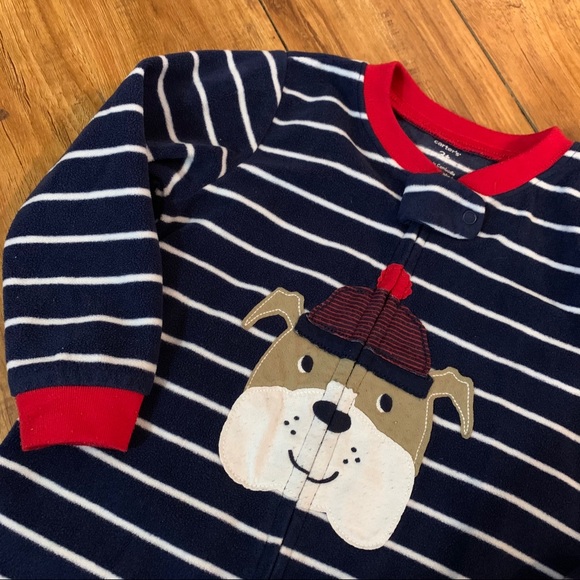 Carter’s Navy Dog Winter Fleece Footies PJs - Picture 3 of 4